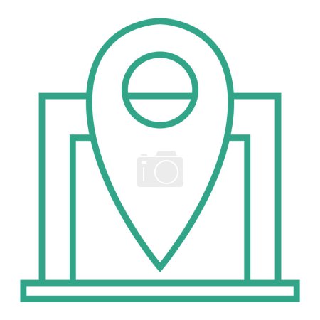 Photo for Outline small warehouse icon with map marker isolated on white background. Part of supply chain. Vector illustration. Boxes. Location pin. - Royalty Free Image