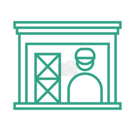 Photo for Outline small warehouse with courier and boxes icon isolated on white background. Part of supply chain. Vector illustration. - Royalty Free Image