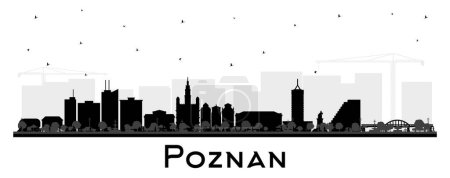 Ilustración de Poznan Polonia City Skyline silueta con edificios negros aislados en blanco. Ilustración vectorial. Paisaje urbano de Poznan con monumentos. Concepto de viajes de negocios y turismo con arquitectura histórica. - Imagen libre de derechos