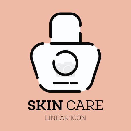 Illustration for Jar of cosmetics cream. Linear icon. Personal care product. Face cream. Vector illustration. - Royalty Free Image