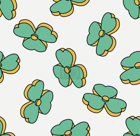 Photo for Three leaf clover seamless pattern. Isometric icon. Symbol of Saint Patrick day. Vector illustration. Modern style. - Royalty Free Image