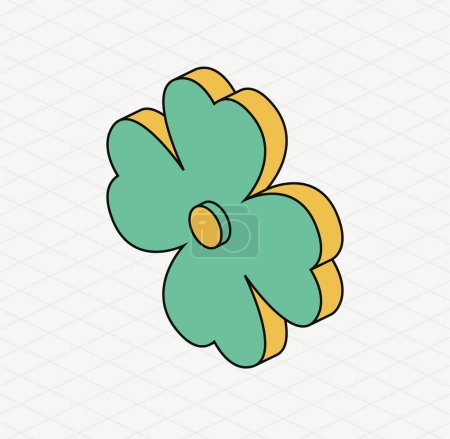 Illustration for Four leaf clover. Isometric icon. Symbol of Saint Patrick day. Vector illustration. Modern style. - Royalty Free Image