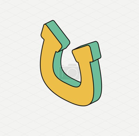 Photo for Yellow horseshoe. Isometric icon. Symbol of Saint Patrick day. Vector illustration. Modern style. - Royalty Free Image