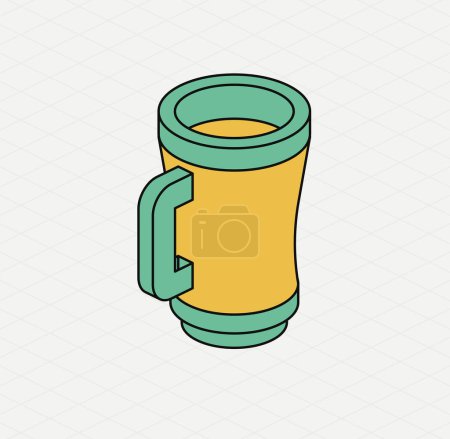 Téléchargez les illustrations : Mug jaune vert. Une icône isométrique. Symbole de la Saint Patrick. Illustration vectorielle. Style moderne - en licence libre de droit