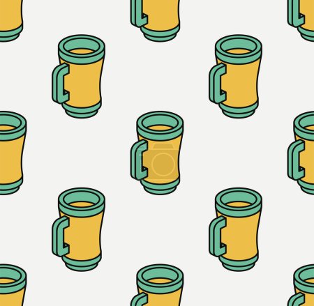 Photo for Seamless pattern with yellow green mugs. Isometric icon. Symbol of Saint Patrick day. Vector illustration. Modern style. - Royalty Free Image