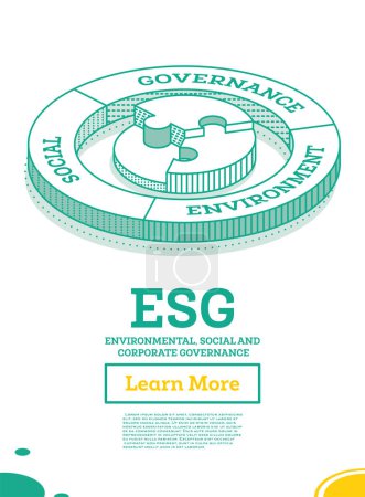 Ilustración de ESG Concepto de Medio Ambiente, Social y Gobernanza. Ilustración vectorial. Desarrollo sostenible. Concepto de Esquema Isométrico. Color verde. - Imagen libre de derechos