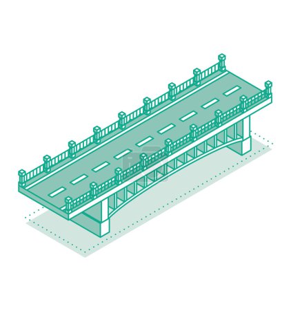 Illustration for Isometric outline bridge. Vector illustration. Road icon. Urban infrastructure. Highway bridge. - Royalty Free Image