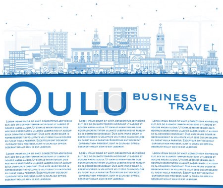 Illustration for Oulu Finland city skyline with blue buildings and copy space. Vector illustration. Oulu cityscape with landmarks. Business travel and tourism concept with modern and historic architecture. - Royalty Free Image