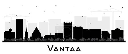 Illustration for Vantaa Finland city skyline silhouette with black buildings isolated on white. Vector illustration. Vantaa cityscape with landmarks. Business and tourism concept with modern and historic architecture. - Royalty Free Image