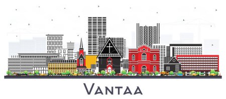 Photo for Vantaa Finland city skyline with color buildings isolated on white. Vector illustration. Vantaa cityscape with landmarks. Business travel and tourism concept with modern and historic architecture. - Royalty Free Image