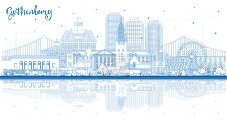 Photo for Outline Gothenburg Sweden City Skyline with Blue Buildings and reflections. Vector Illustration. Gothenburg Cityscape with Landmarks. Travel and Tourism Concept with Historic Architecture. - Royalty Free Image