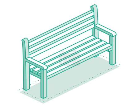 Photo for Isometric outline modern street bench. Vector illustration. Minimalist object isolated on clean white background. Perfect for representing public spaces, urban planning, and modern architecture. - Royalty Free Image