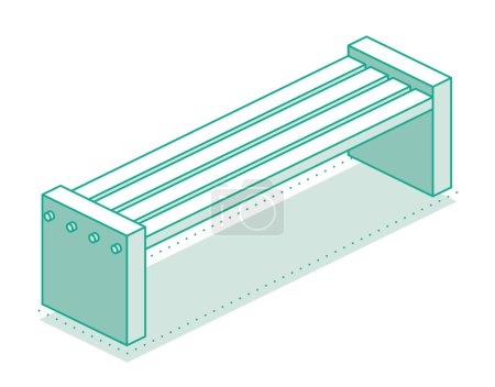 Photo for Isometric outline modern street bench. Vector illustration. Minimalist object isolated on clean white background. Perfect for representing public spaces, urban planning, and modern architecture. - Royalty Free Image