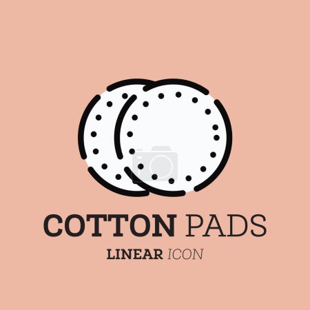 Illustration for Cotton pads. Linear icon. Vector illustration. Personal care product. Round discs. Hygiene and skin care product, soft face sponge. - Royalty Free Image