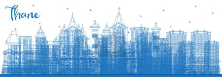 Photo for Outline Thane India City Skyline with Blue Buildings. Vector Illustration. Business Travel and Tourism Concept with Historic and Modern Architecture. Thane Cityscape with Landmarks. - Royalty Free Image