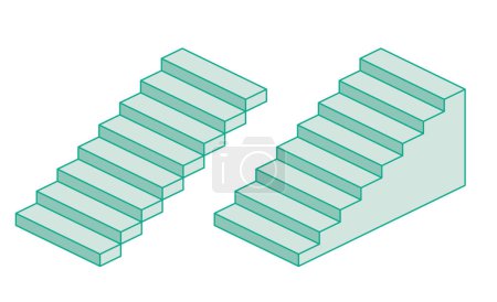 Photo for Isometric two stairs. Vector illustration. Outline objects isolated on white. Stairway icon symbol. - Royalty Free Image