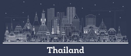 Photo for Outline Thailand City Skyline with white Buildings. Vector Illustration. Tourism Concept with Historic Architecture. Thailand Cityscape with Landmarks. - Royalty Free Image