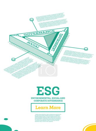 Photo for ESG Concept of Environmental, Social and Governance. Vector Illustration. Sustainable Development. Isometric Outline Concept. Green Color. - Royalty Free Image