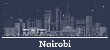 Photo for Outline Nairobi Kenya City Skyline with white Buildings. Vector Illustration. Business Travel and Concept with Modern Architecture. Nairobi Cityscape with Landmarks. - Royalty Free Image