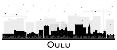 Photo for Oulu Finland city skyline silhouette with black buildings isolated on white. Vector illustration. Oulu cityscape with landmarks. Travel and tourism concept with modern and historic architecture. - Royalty Free Image