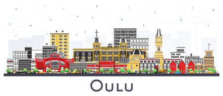 Photo for Oulu Finland city skyline with color buildings isolated on white. Vector illustration. Oulu cityscape with landmarks. Business travel and tourism concept with modern and historic architecture. - Royalty Free Image
