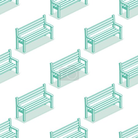 Photo for Seamless pattern with modern street bench. Vector illustration. Isometric outline objects isolated on clean white background. Perfect for representing public spaces and urban planning. - Royalty Free Image