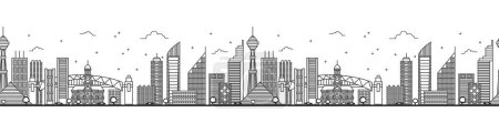 Photo for Seamless pattern with outline Sydney Australia City Skyline. Modern Buildings Isolated on White. Vector Illustration. Sydney Cityscape with Landmarks. - Royalty Free Image