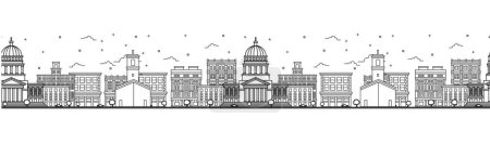 Photo for Seamless pattern with outline Havana Cuba City Skyline. Historic Buildings Isolated on White. Vector Illustration. Havana Cityscape with Landmarks. - Royalty Free Image