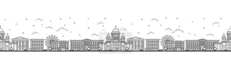 Photo for Seamless pattern with outline Helsinki Finland City Skyline. Historic Buildings Isolated on White. Vector Illustration. Helsinki Cityscape with Landmarks. - Royalty Free Image