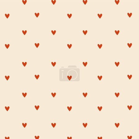 Illustration for Seamless pattern with red hearts. Light background. Flat style - Royalty Free Image