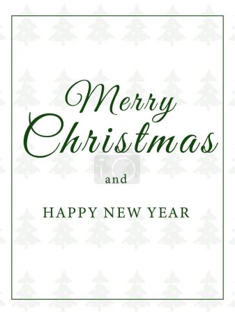 Photo for Merry christmas and happy new year postcard with christmas trees. Green colors. - Royalty Free Image