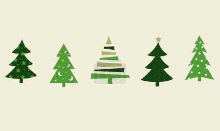 Photo for Christmas trees in boho style in green color - flat style - Royalty Free Image