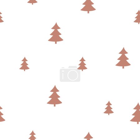 Photo for Seamless pattern with christmas trees - flat new years trees and stars in beige color - Royalty Free Image