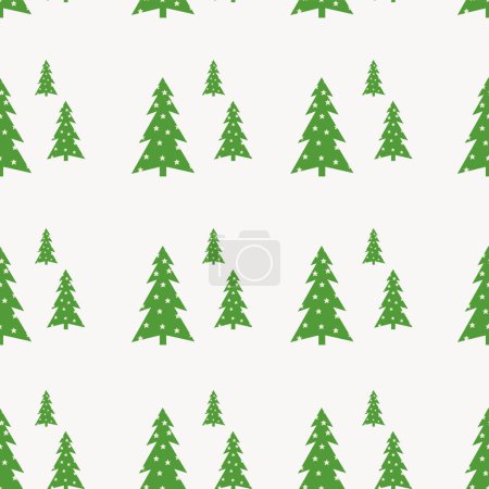 Photo for Seamless pattern with christmas trees - flat new years trees with stars in green color - Royalty Free Image
