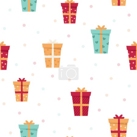 Photo for Seamless pattern with colourful gift boxes - flat style - Royalty Free Image