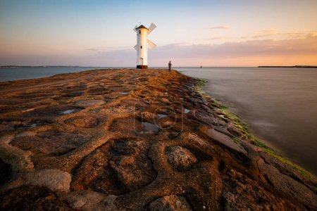 Lighthouse windmill Stawa Mlyny, Swinoujscie, Baltic Sea - Poland.