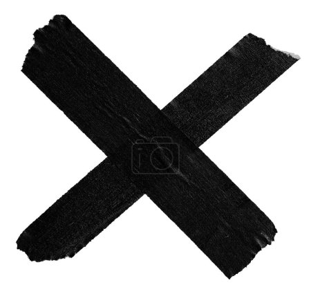 Grunge X symbole en ruban de masquage noir isolé sur fond blanc