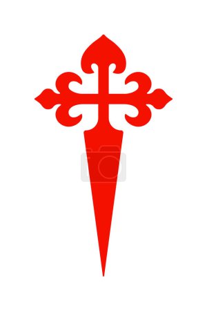 Ilustración de Icono del símbolo de la Cruz Roja del Camino de Santiago. Cruz de Santiago. Ilustración vectorial - Imagen libre de derechos