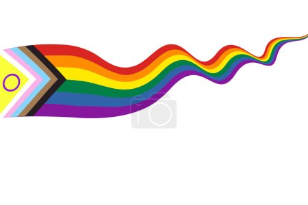 Ondeando cinta de nuevo progreso Bandera del Orgullo. Arco iris símbolo LGBT