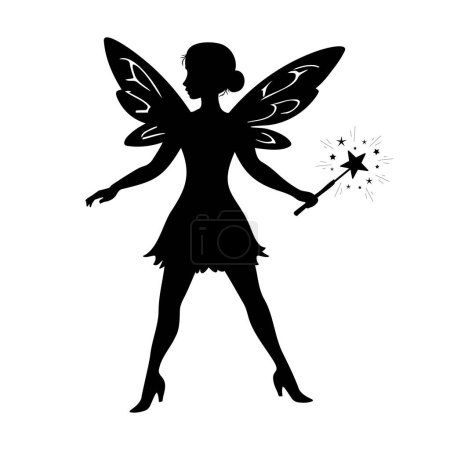 Illustration for Fairy silhouette isolated. Vector illustration - Royalty Free Image