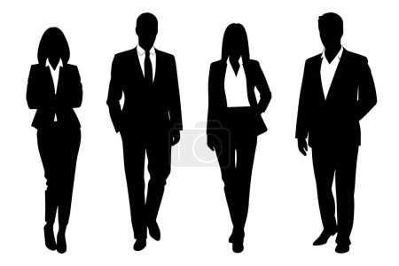 Ilustración de Silueta del equipo de negocios. Grupo de empresarios y empresarias. Ilustración vectorial - Imagen libre de derechos
