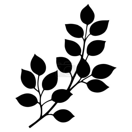 Téléchargez les illustrations : Branche avec feuilles et silhouette de la tige. Illustration vectorielle - en licence libre de droit