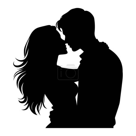 Téléchargez les illustrations : Amants couple silhouette. Illustration vectorielle - en licence libre de droit