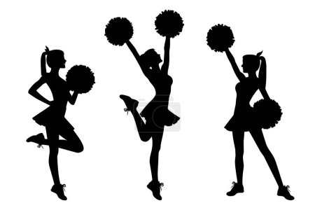 Illustration for Cheerleader group silhouette in action. Vector illustration - Royalty Free Image