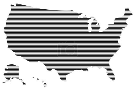 Streifenmusterkarte von Amerika. Vektorillustration