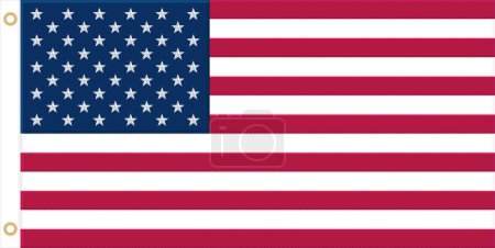American USA Flag With real proportions and Colors. Embroidered Stars, Sewn Stripes and Brass Grommets. Vector illustration