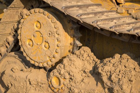 Photo for Tractor heavy equipment track tread gear - Royalty Free Image