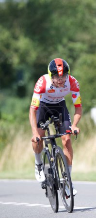 Téléchargez les photos : Genly, Belgique - 25 juillet 2023 : Tour de Wallonie, étape 4, heure de procès, Johan Meens - en image libre de droit