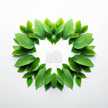 Foto de Forma de corazón de la hoja verde sobre un fondo blanco. - Imagen libre de derechos