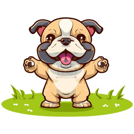 Foto de Vector lindo dibujos animados feliz bulldog francés con orejas grandes - Imagen libre de derechos
